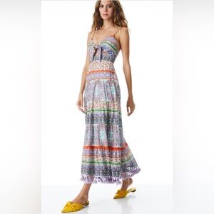 Alice & Olivia Minka Tie Front Maxi Dress
